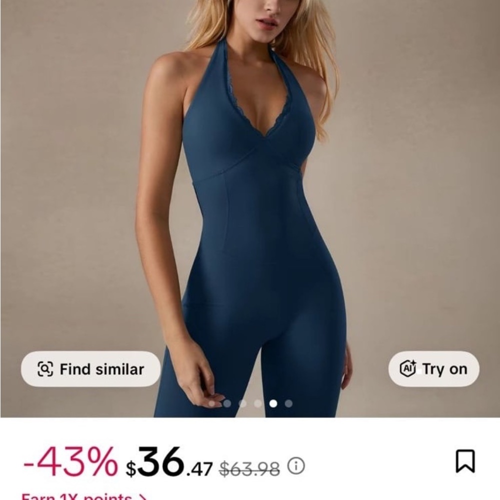 Amazon Navy Halter Bodysuit Jumpsuit - Picture 3 of 5
